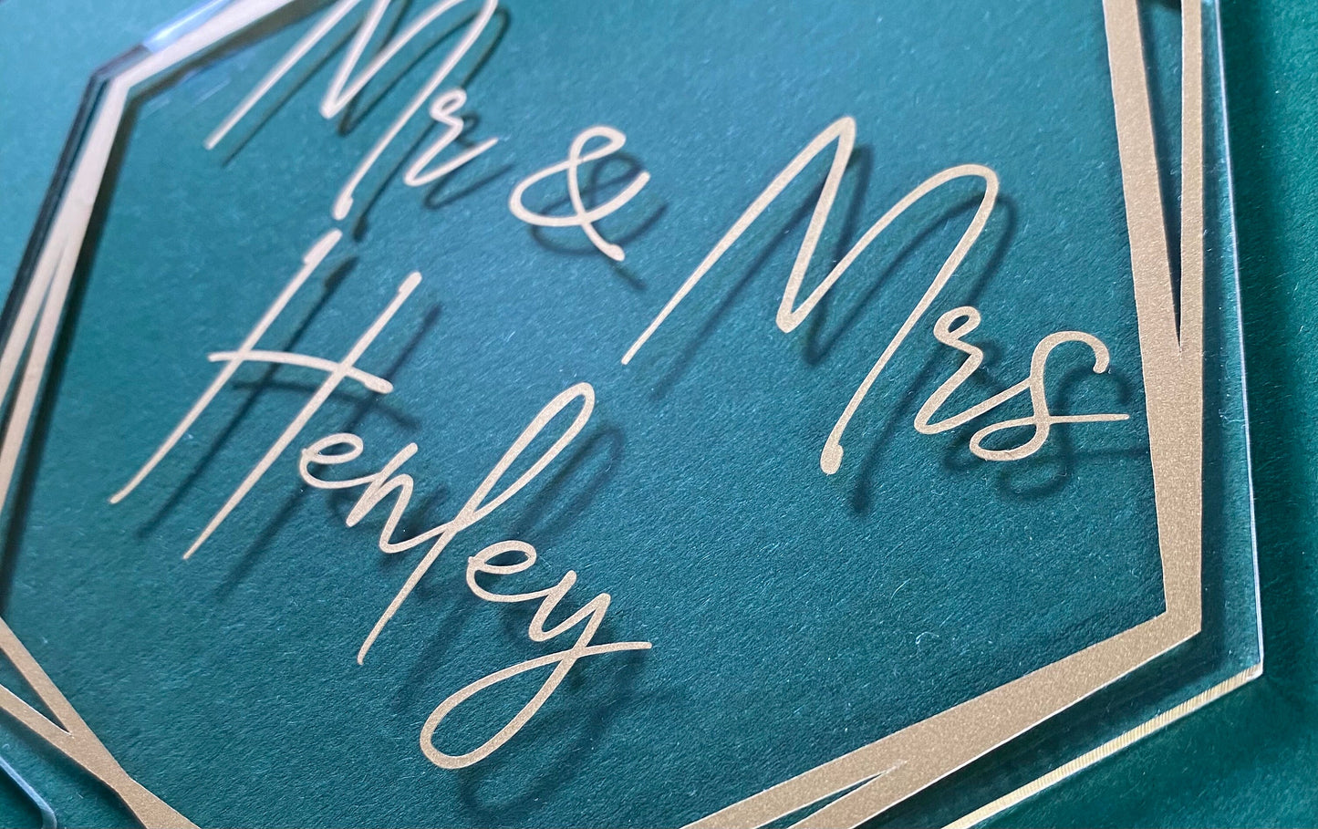 Acrylic hexagon cake topper