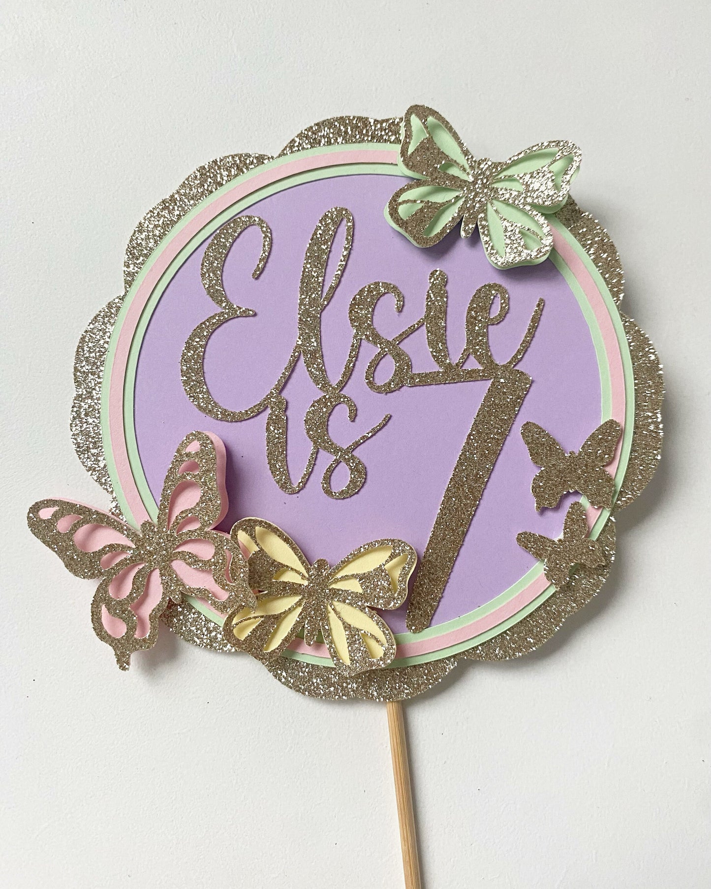 Pastel butterfly cake topper