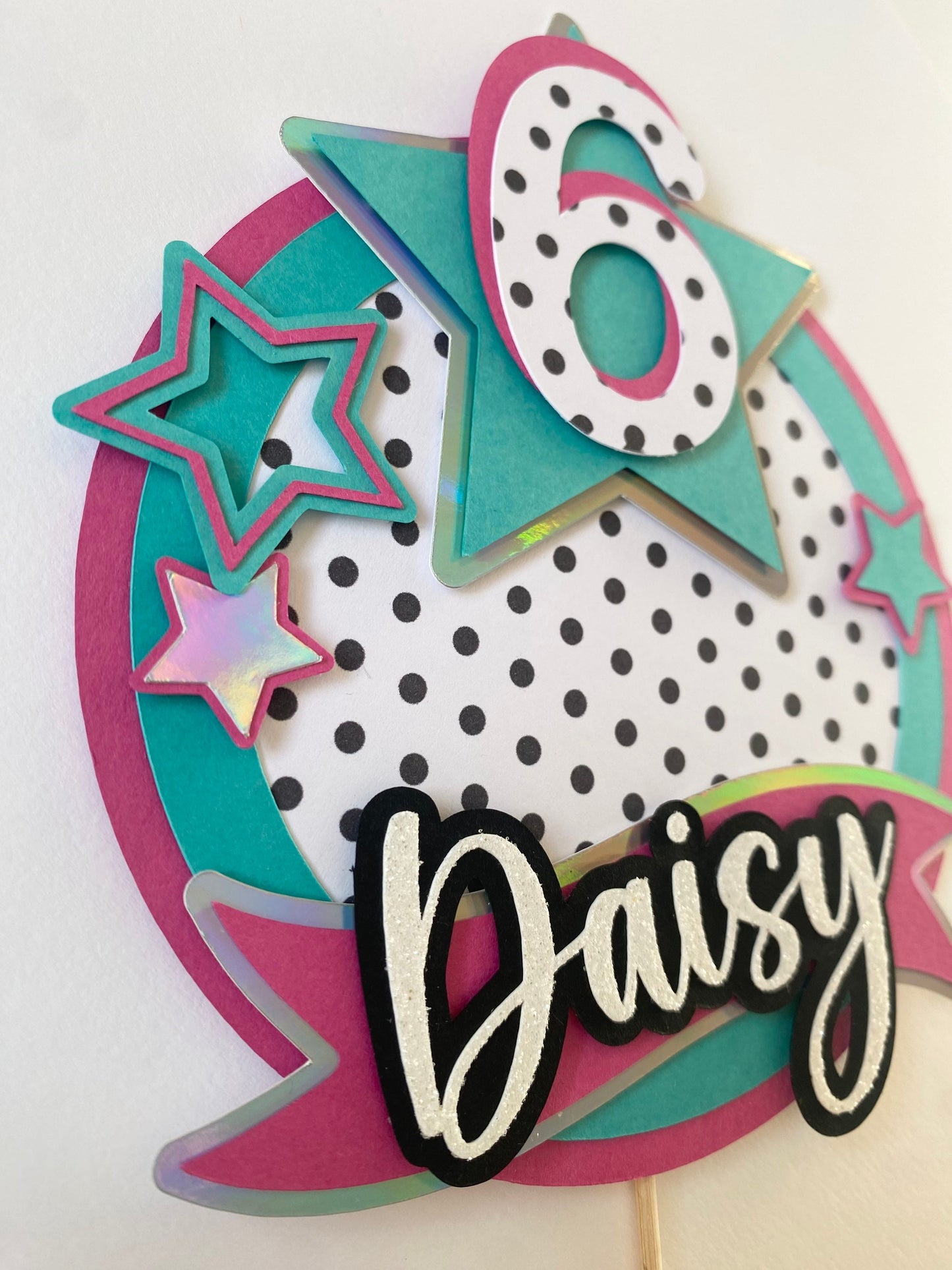 Polka dot doll surprise cake topper