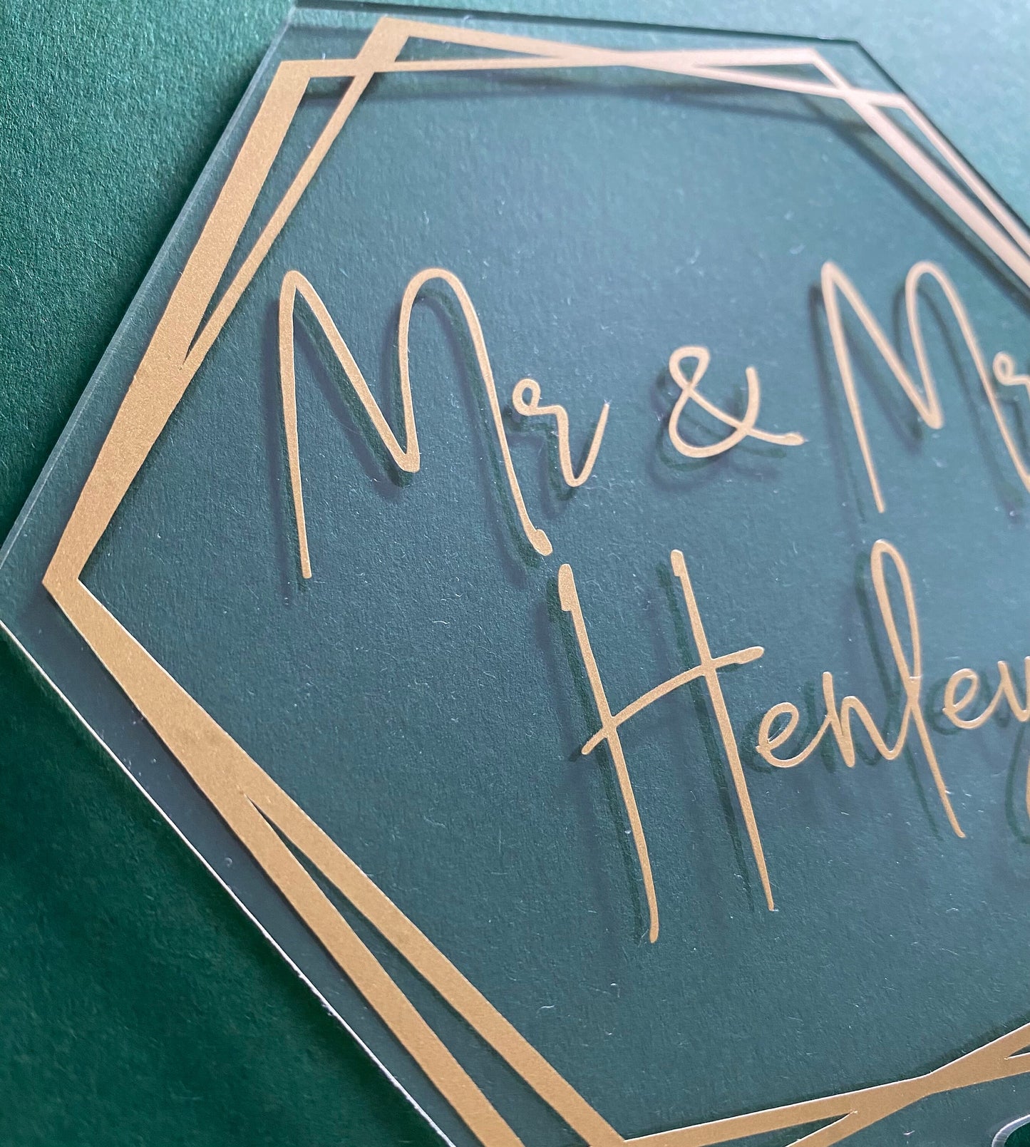 Acrylic hexagon cake topper