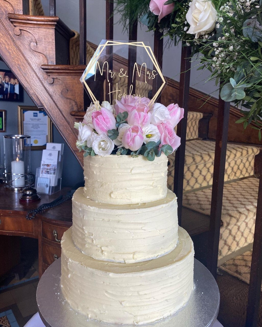 Acrylic hexagon cake topper