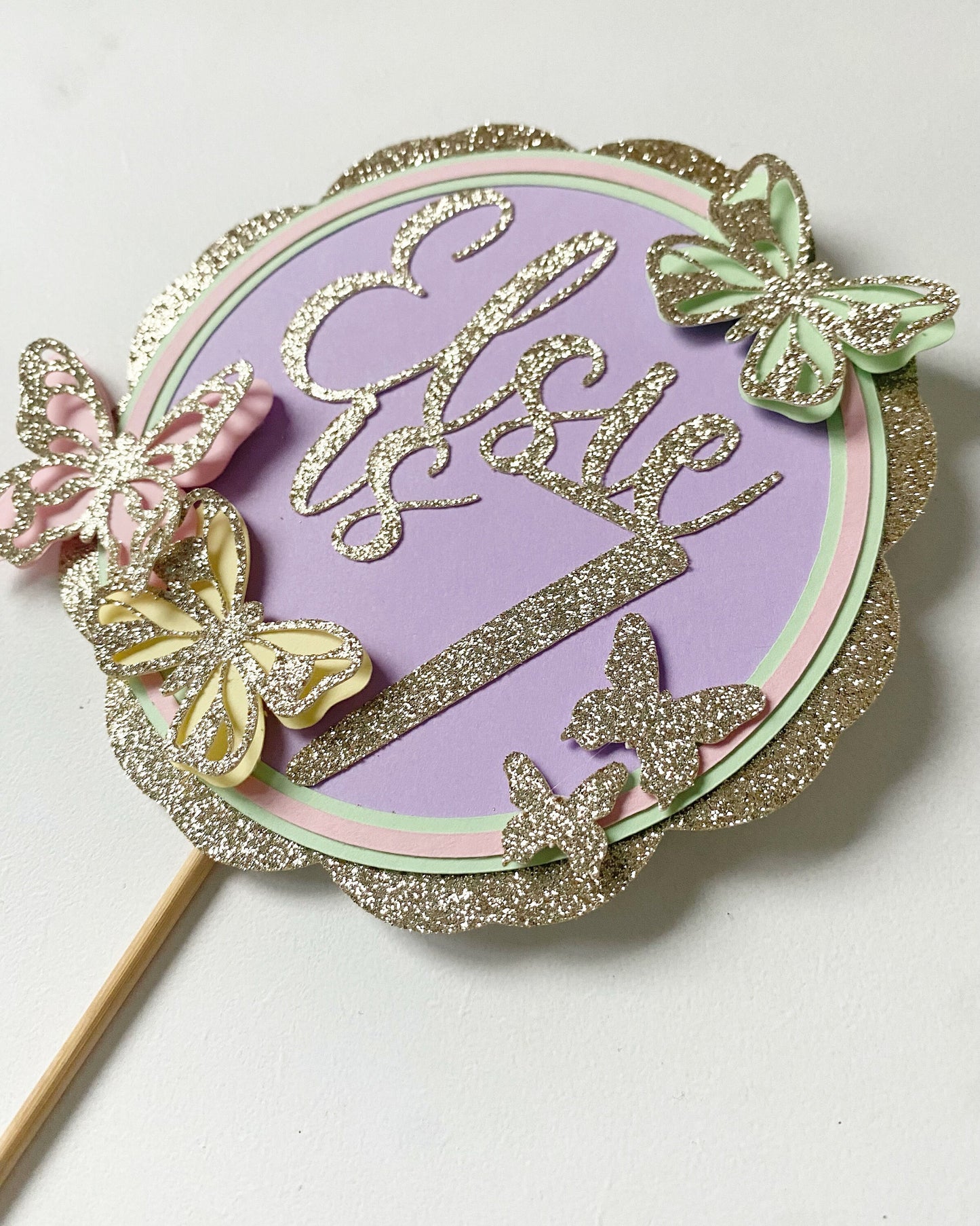 Pastel butterfly cake topper