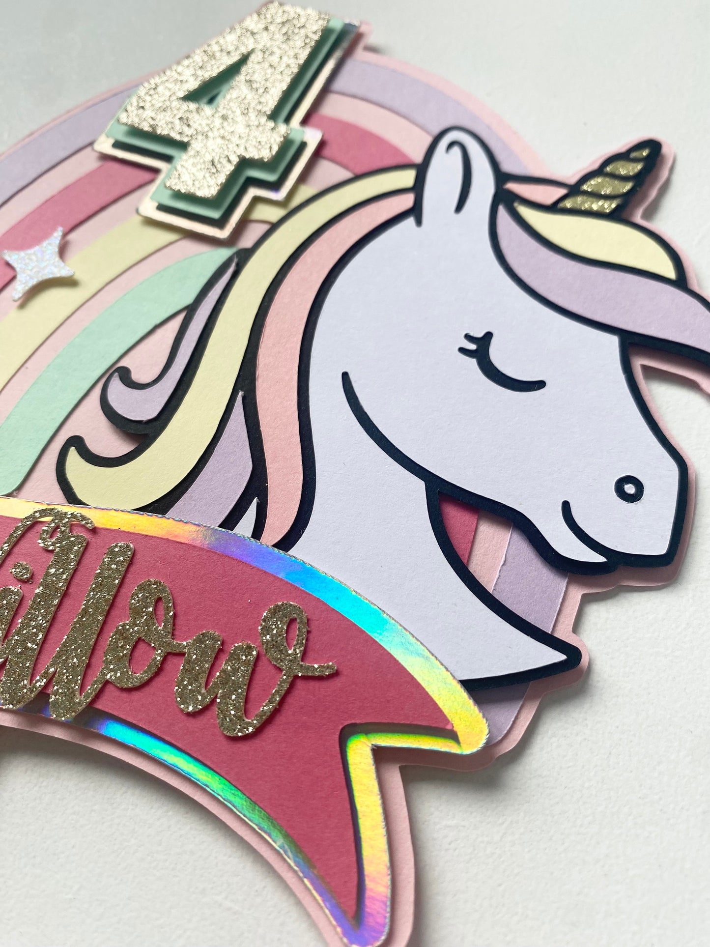 Pastel unicorn cake topper