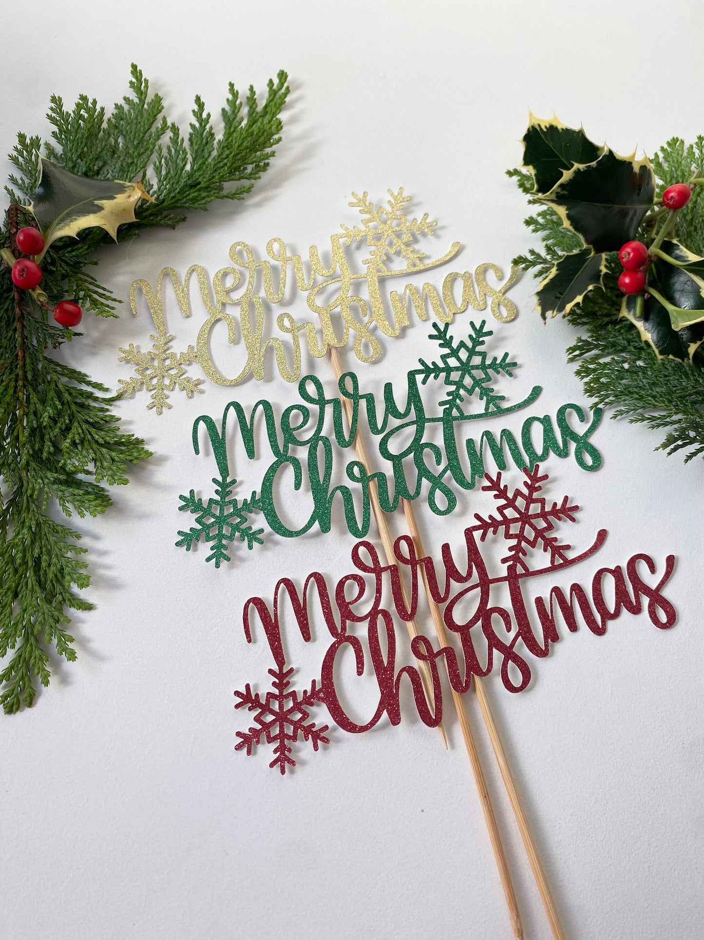 Merry Christmas cake topper