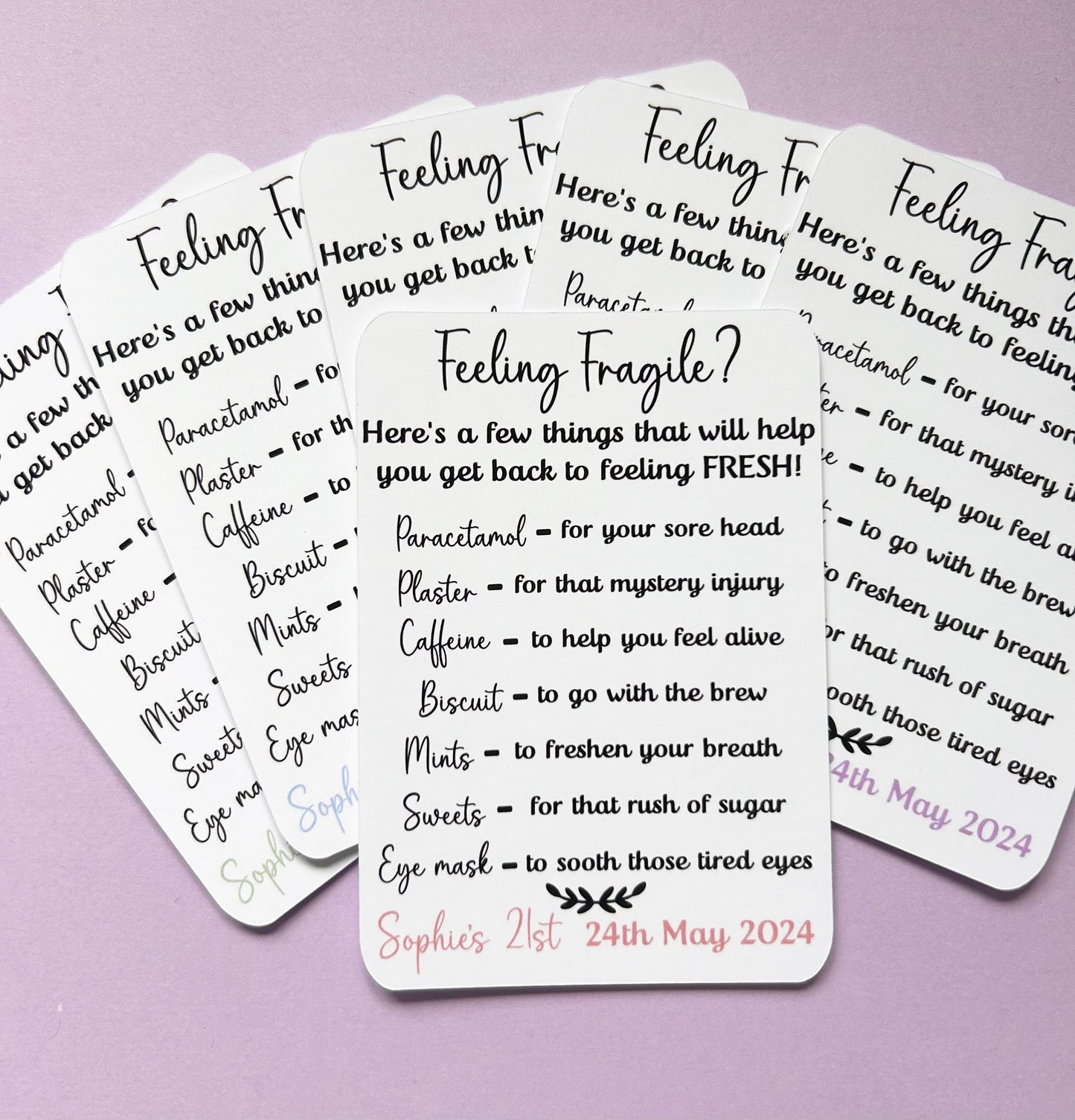 Birthday party hangover survival card