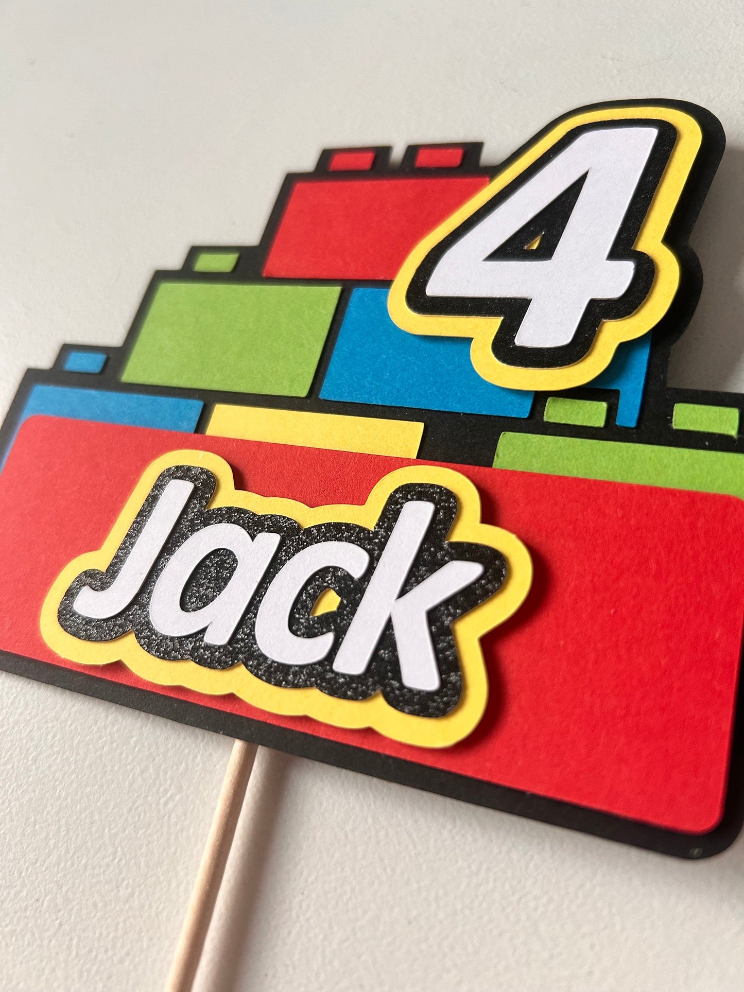 Red building block cake topper