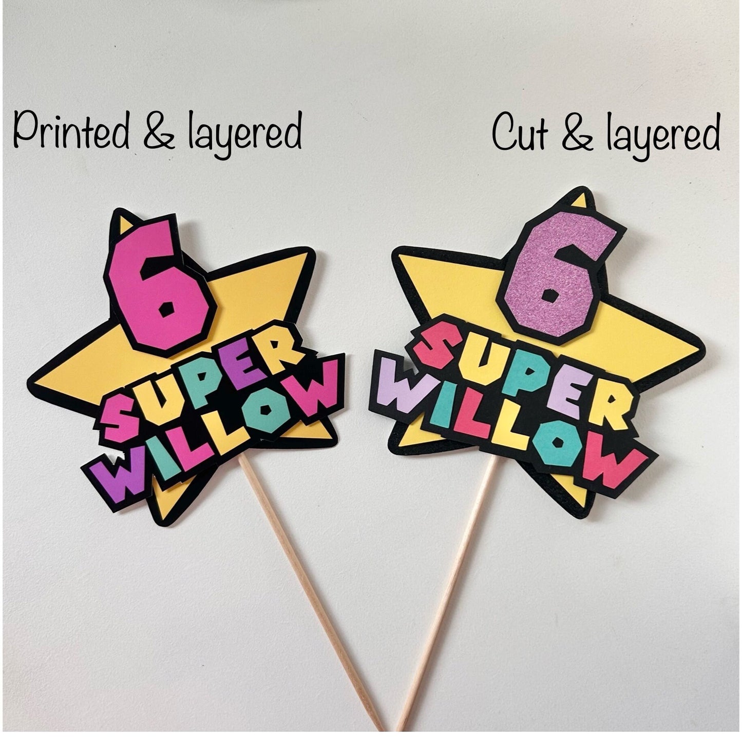 Pink Super Mario inspired cake topper