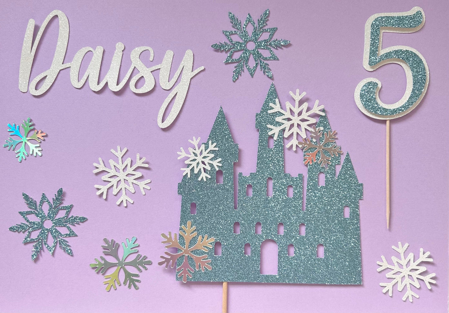 Ice castle cake topper set