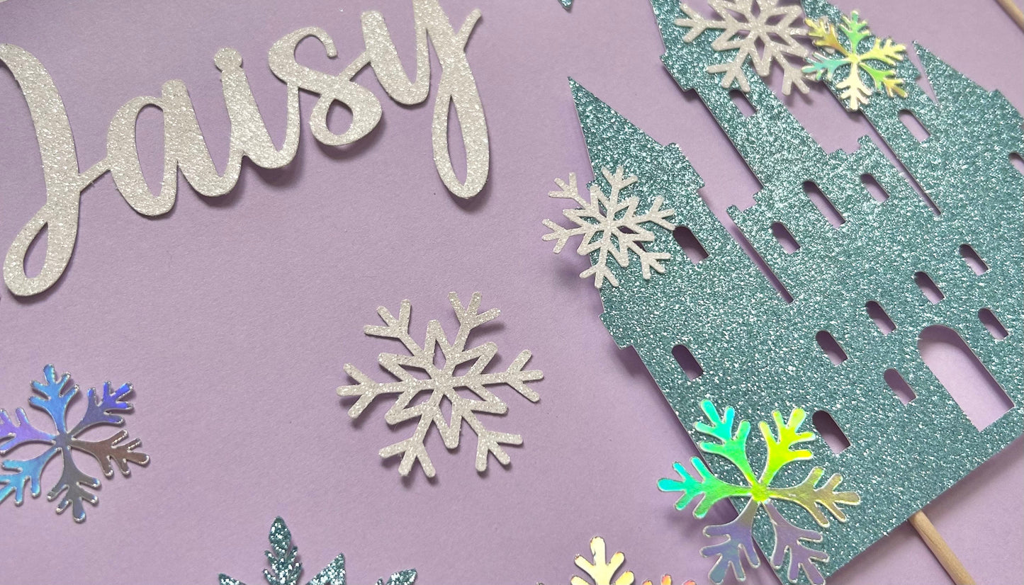 Ice castle cake topper set