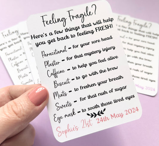 Birthday party hangover survival card