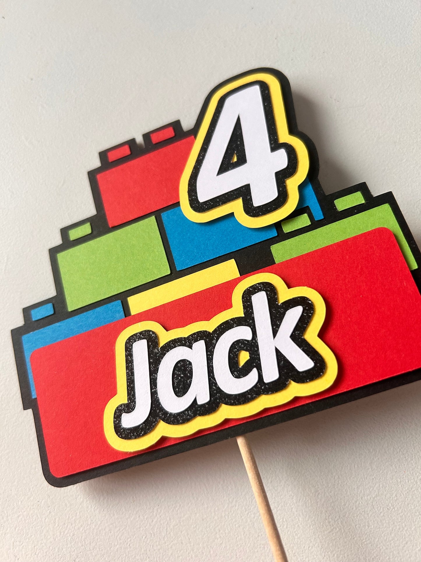 Red building block cake topper