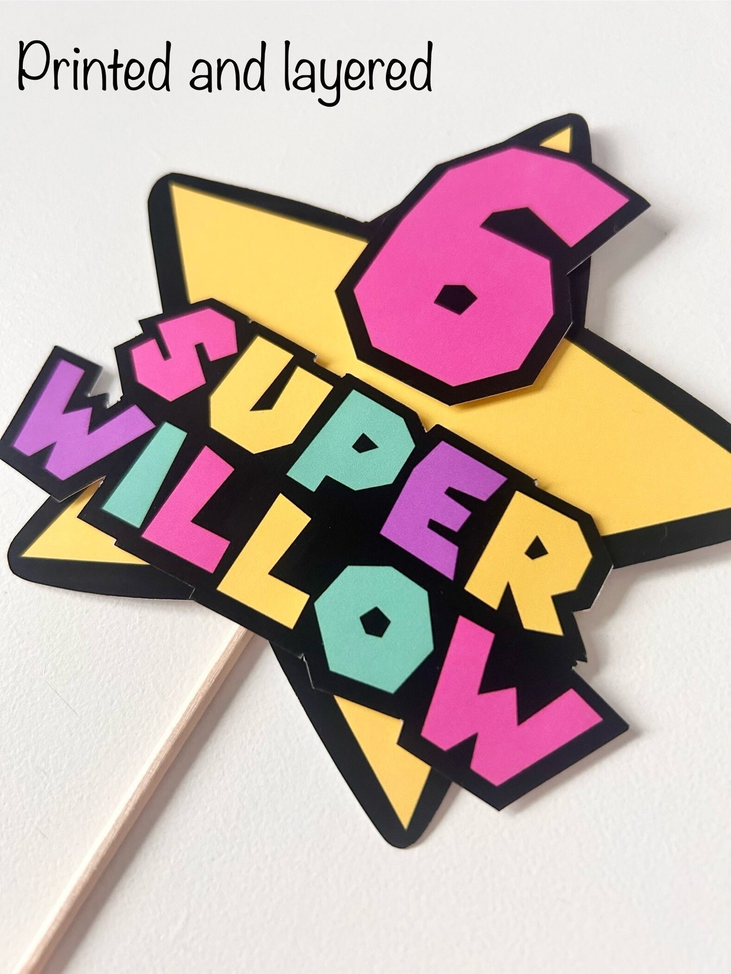 Pink Super Mario inspired cake topper