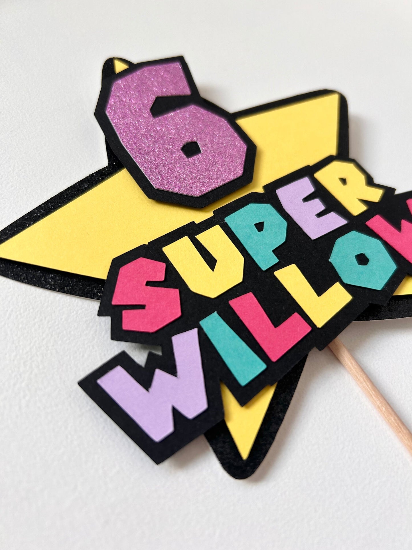 Pink Super Mario inspired cake topper