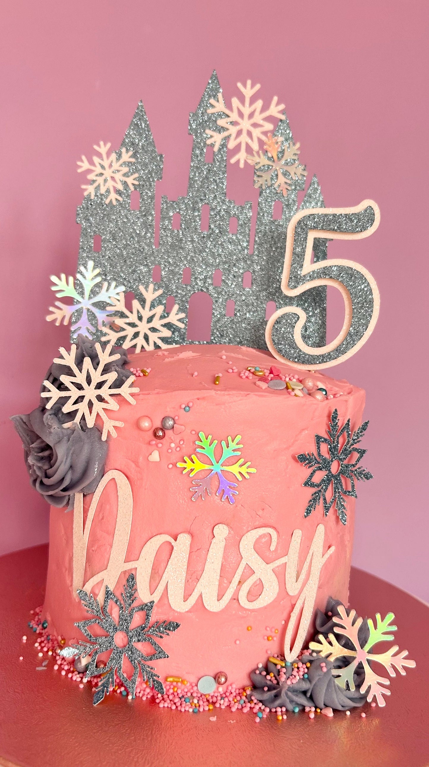 Ice castle cake topper set
